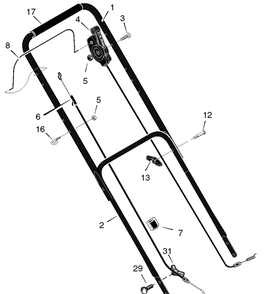 Handle Assembly Diagram and Parts List for 228512X48A 2005 Briggs and Stratton Lawn Mower